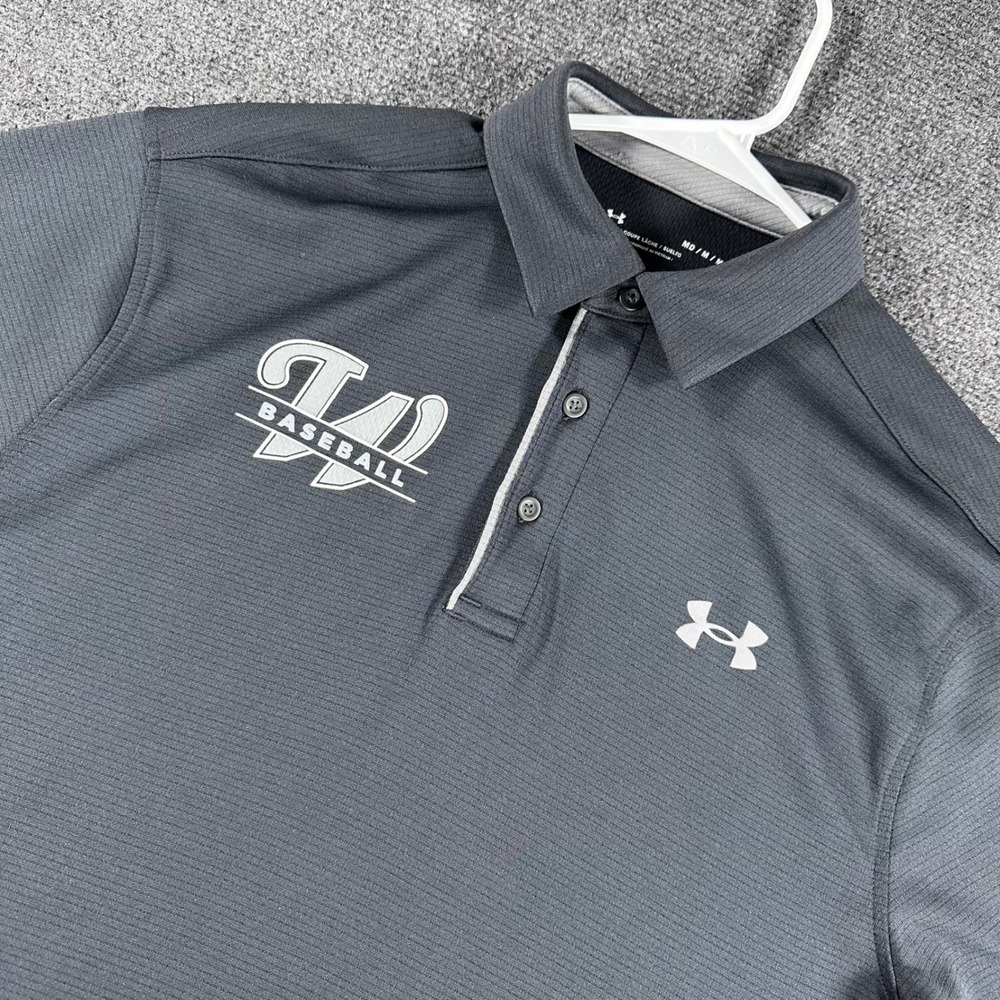 Under Armour Polo Shirt Mens MD Medium Grey W Baseball Performance 1290140-001